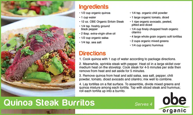 OBE Organic Quinoa Steak Burrito Recipe